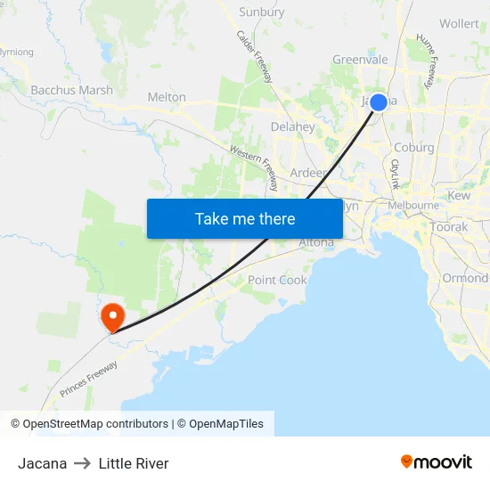 Jacana to Little River map