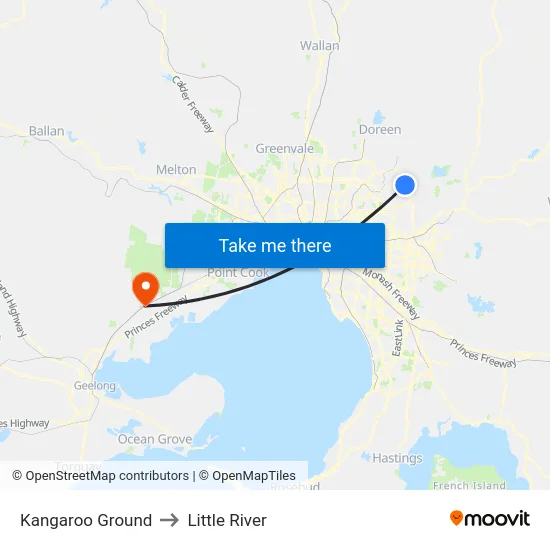 Kangaroo Ground to Little River map