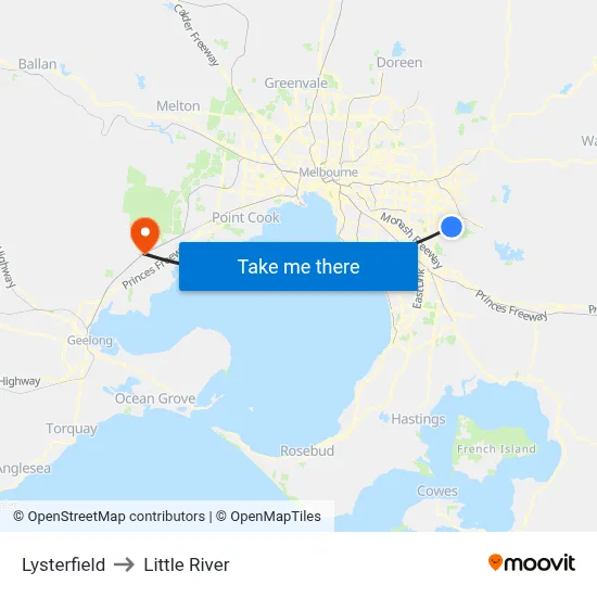 Lysterfield to Little River map
