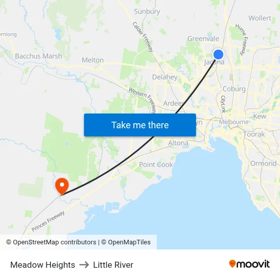 Meadow Heights to Little River map
