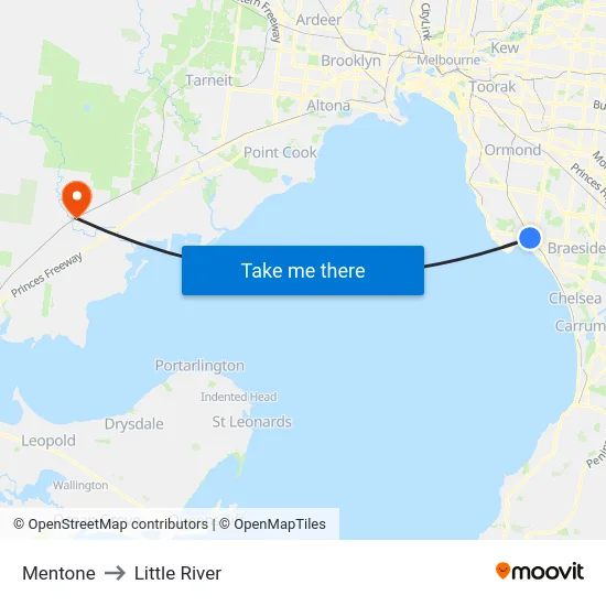 Mentone to Little River map