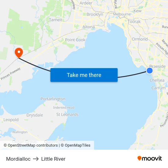 Mordialloc to Little River map