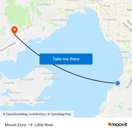 Mount Eliza to Little River map