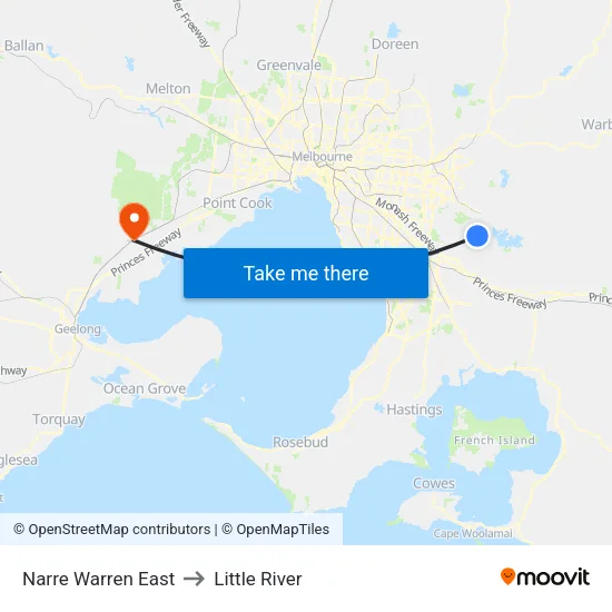 Narre Warren East to Little River map