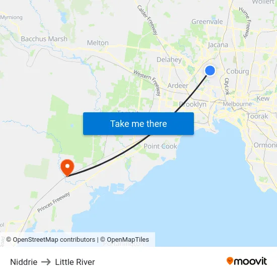 Niddrie to Little River map