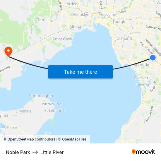 Noble Park to Little River map