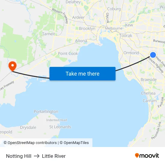 Notting Hill to Little River map