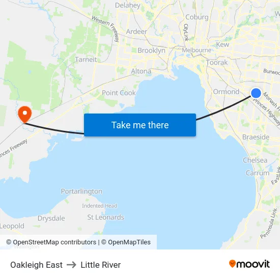 Oakleigh East to Little River map