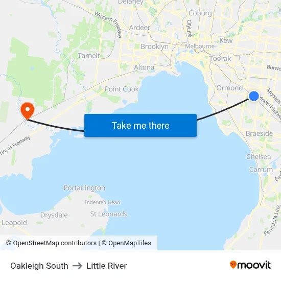 Oakleigh South to Little River map