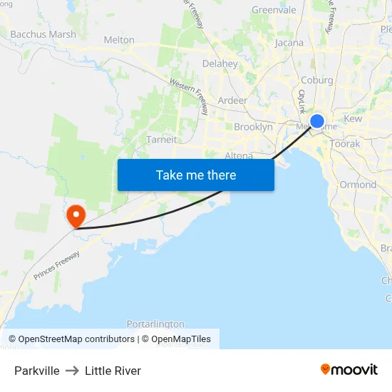 Parkville to Little River map