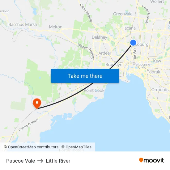 Pascoe Vale to Little River map