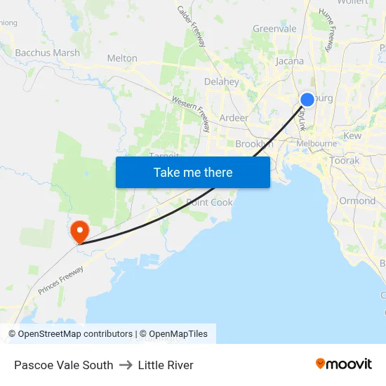 Pascoe Vale South to Little River map
