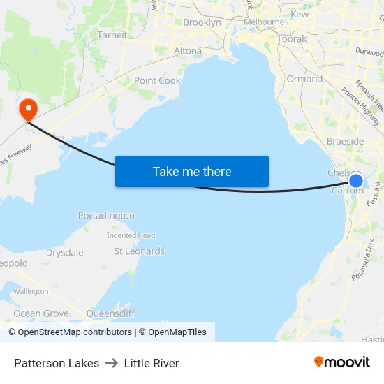 Patterson Lakes to Little River map