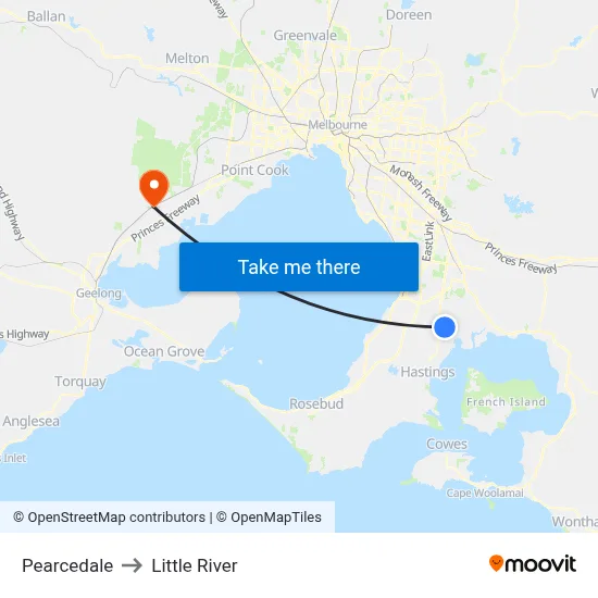 Pearcedale to Little River map