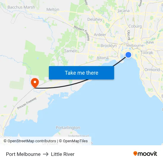 Port Melbourne to Little River map