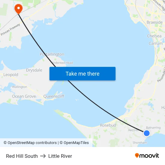 Red Hill South to Little River map