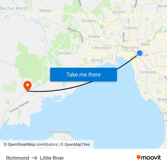 Richmond to Little River map