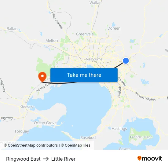 Ringwood East to Little River map