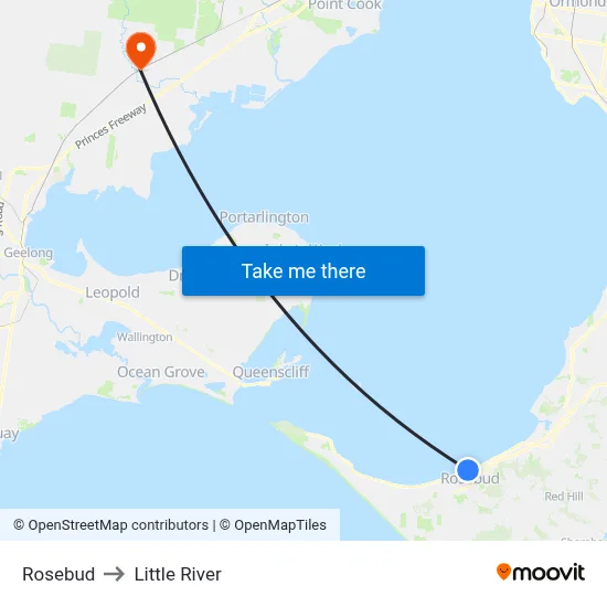 Rosebud to Little River map