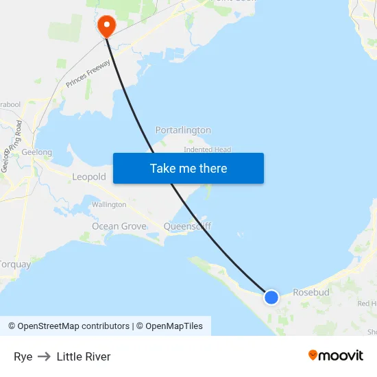 Rye to Little River map