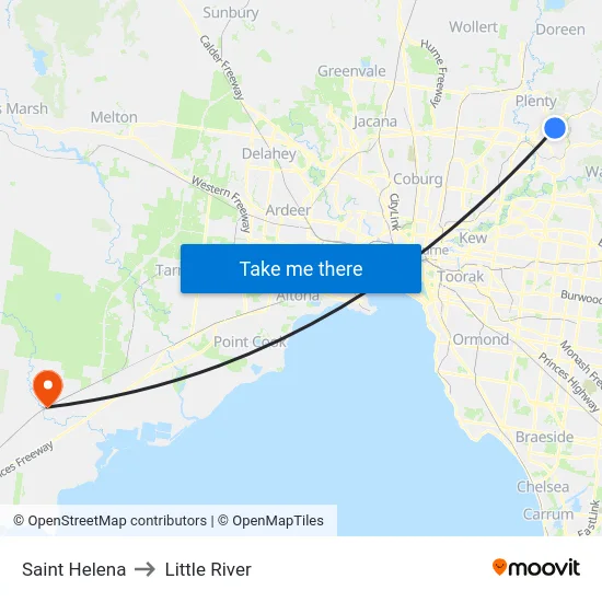 Saint Helena to Little River map
