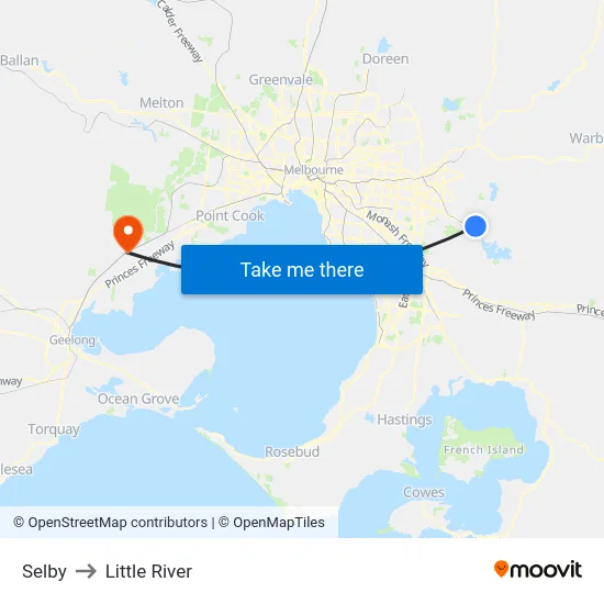 Selby to Little River map