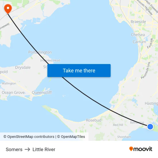 Somers to Little River map