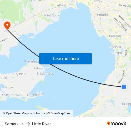 Somerville to Little River map