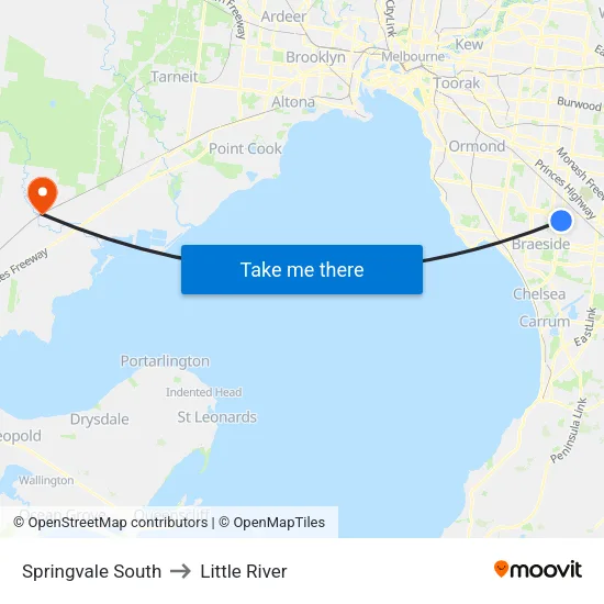 Springvale South to Little River map