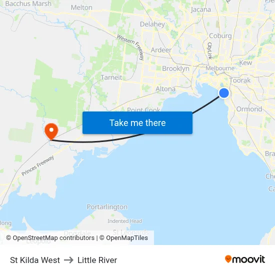St Kilda West to Little River map
