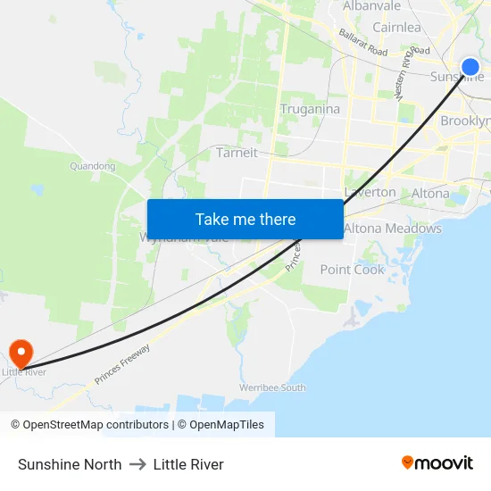 Sunshine North to Little River map