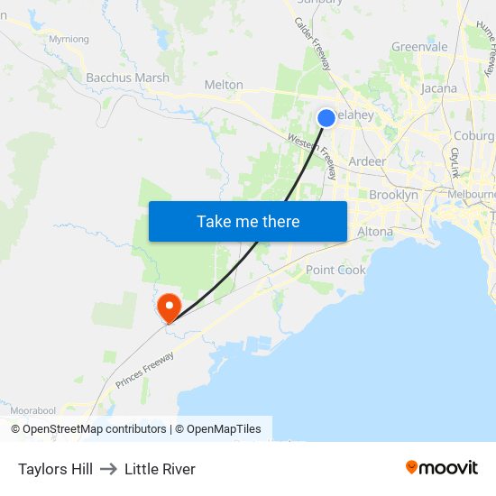 Taylors Hill to Little River map