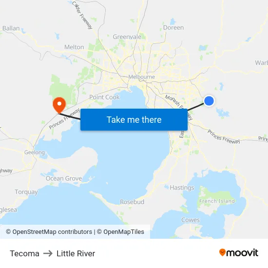 Tecoma to Little River map