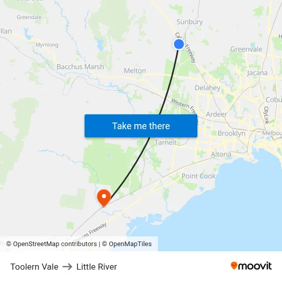 Toolern Vale to Little River map