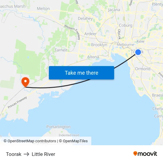 Toorak to Little River map