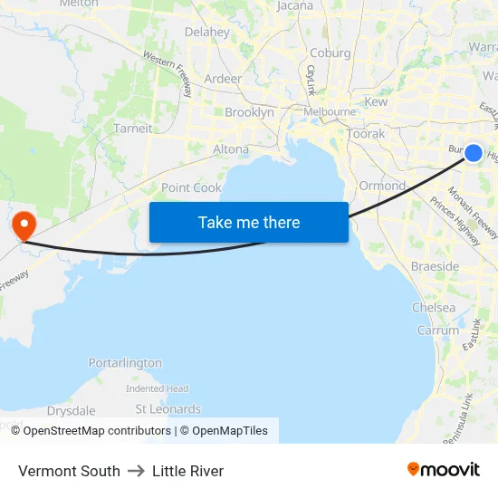 Vermont South to Little River map