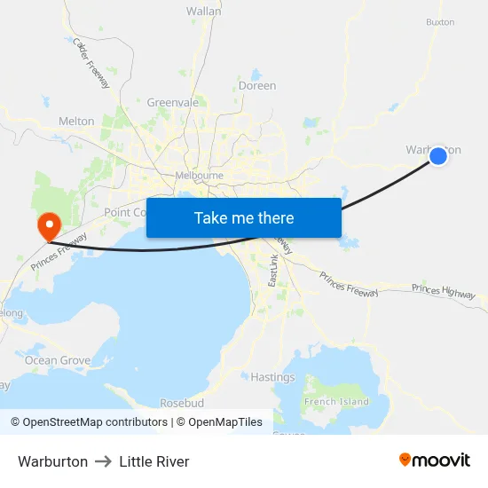 Warburton to Little River map