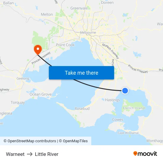 Warneet to Little River map