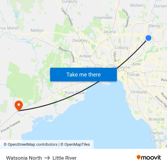 Watsonia North to Little River map