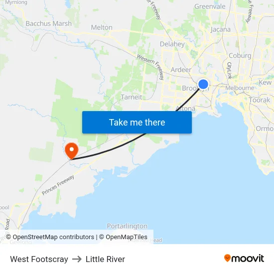 West Footscray to Little River map