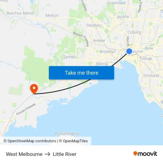 West Melbourne to Little River map