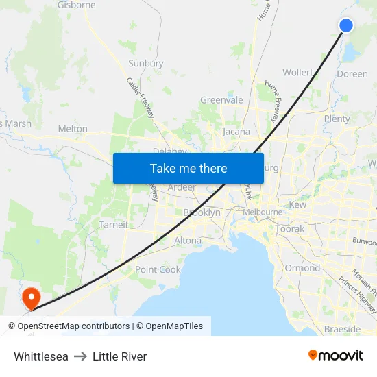 Whittlesea to Little River map