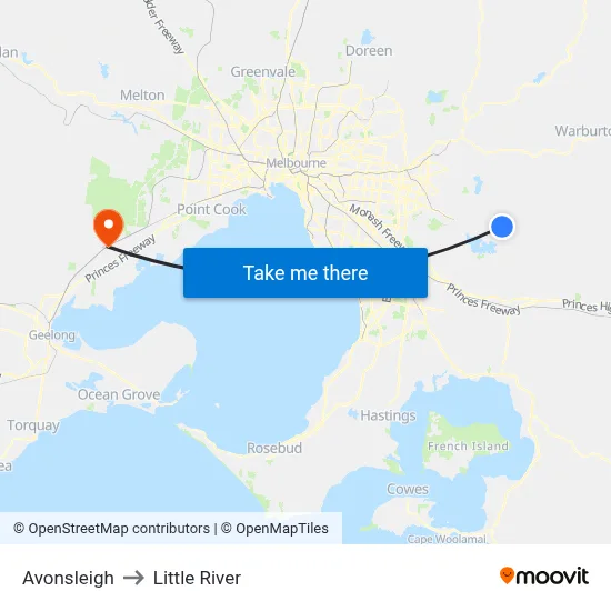 Avonsleigh to Little River map