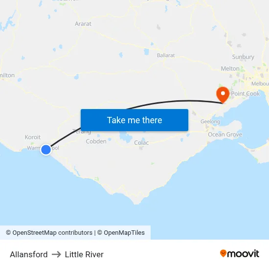Allansford to Little River map
