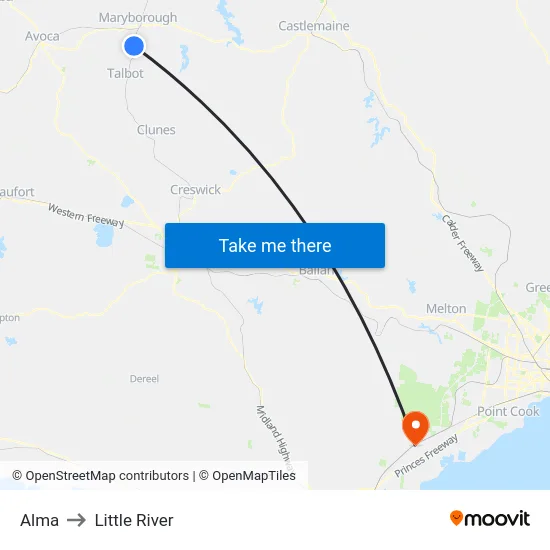 Alma to Little River map