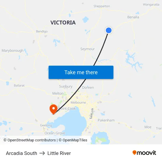Arcadia South to Little River map
