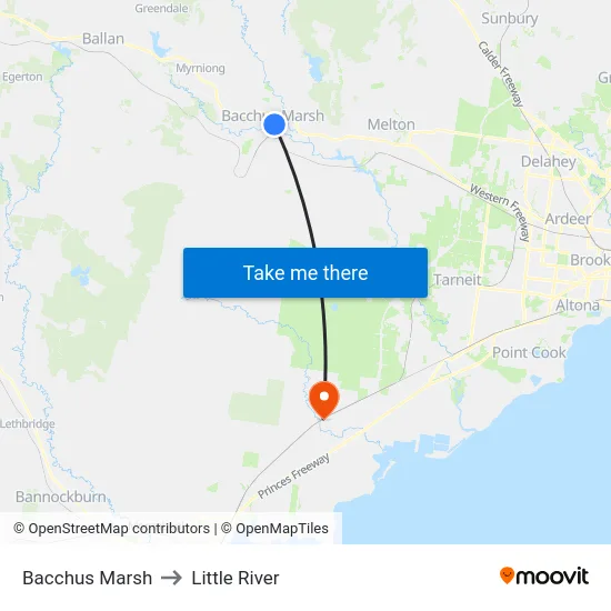 Bacchus Marsh to Little River map