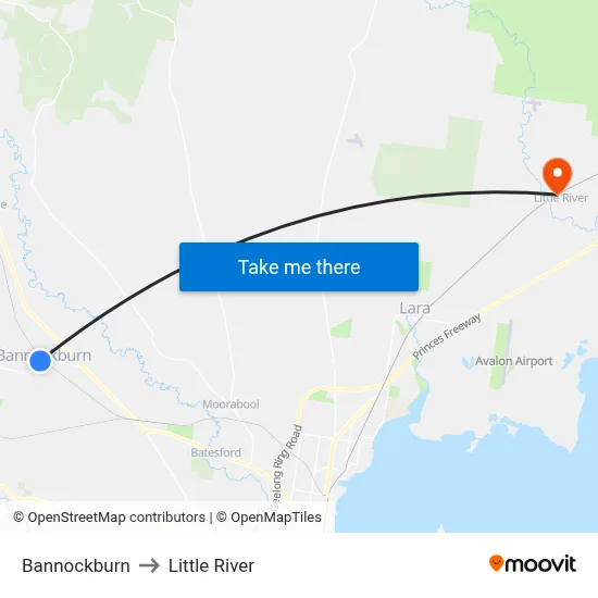Bannockburn to Little River map