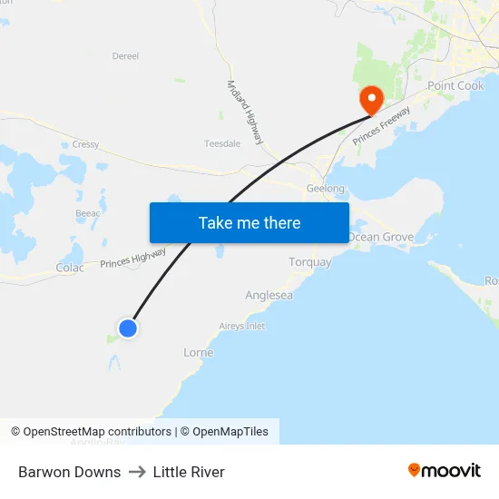 Barwon Downs to Little River map