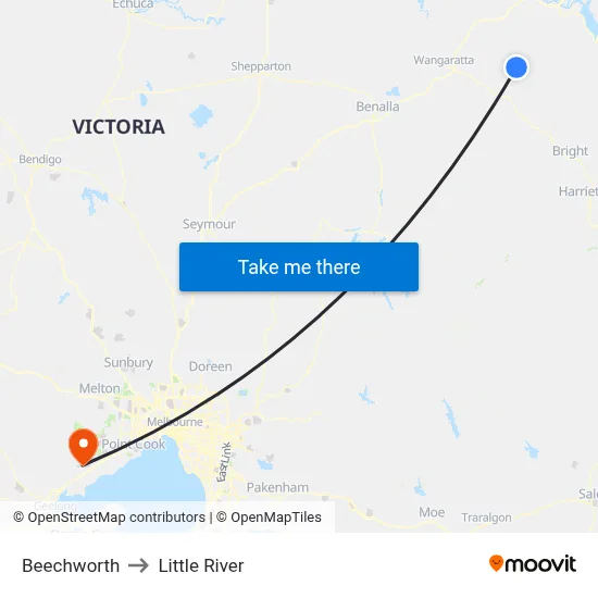Beechworth to Little River map